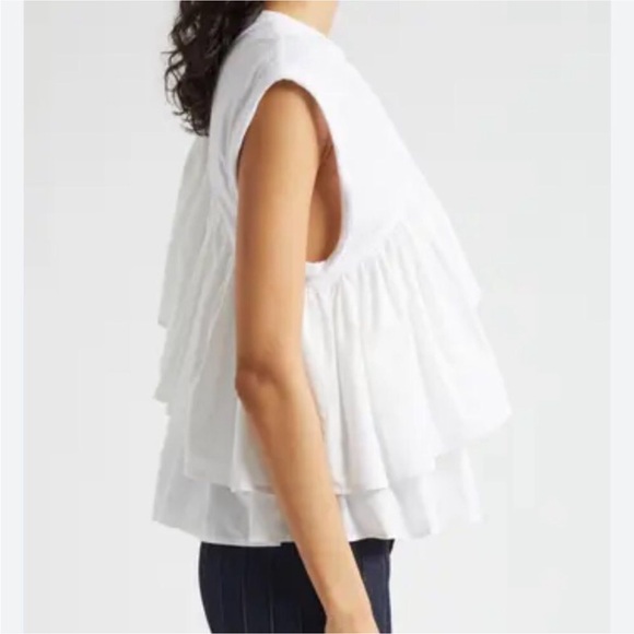5 a 7 cinq a sept White Ruffled Women's Top Size S - Picture 3 of 13